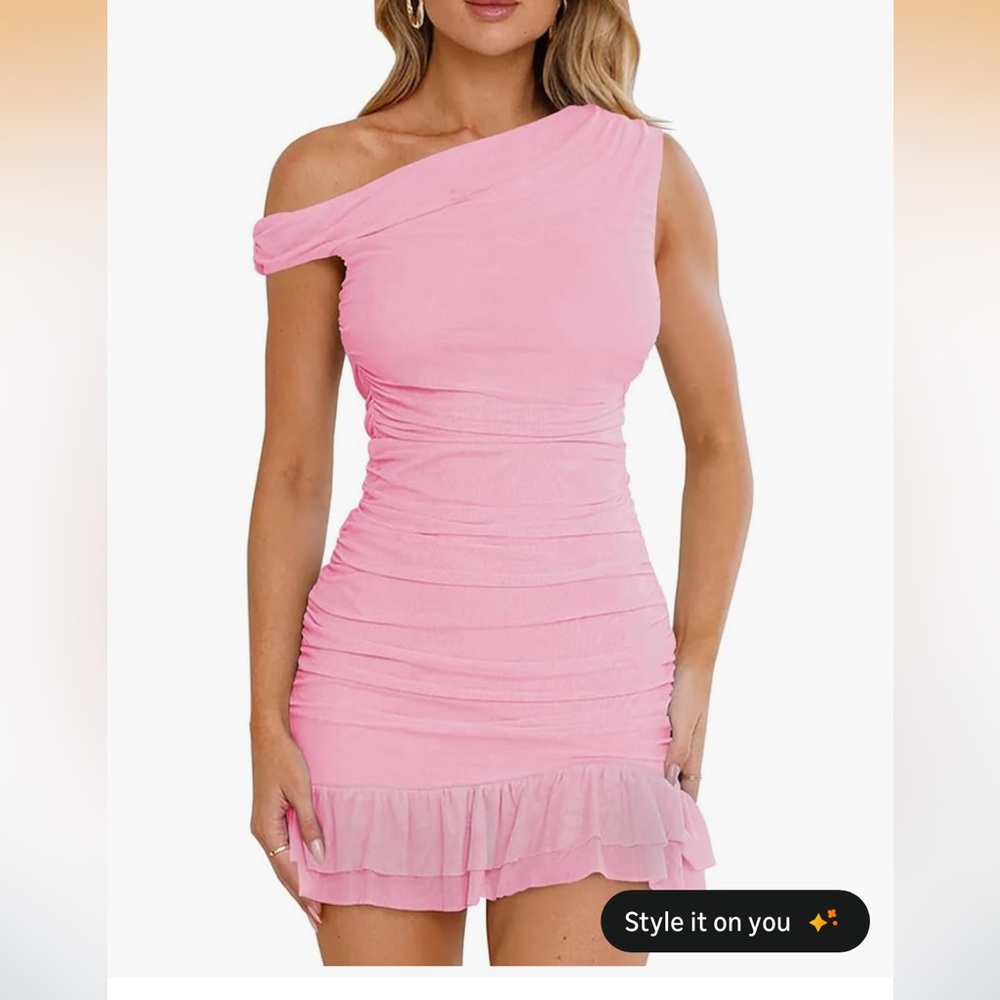 Elegant Pink One-Shoulder Dress